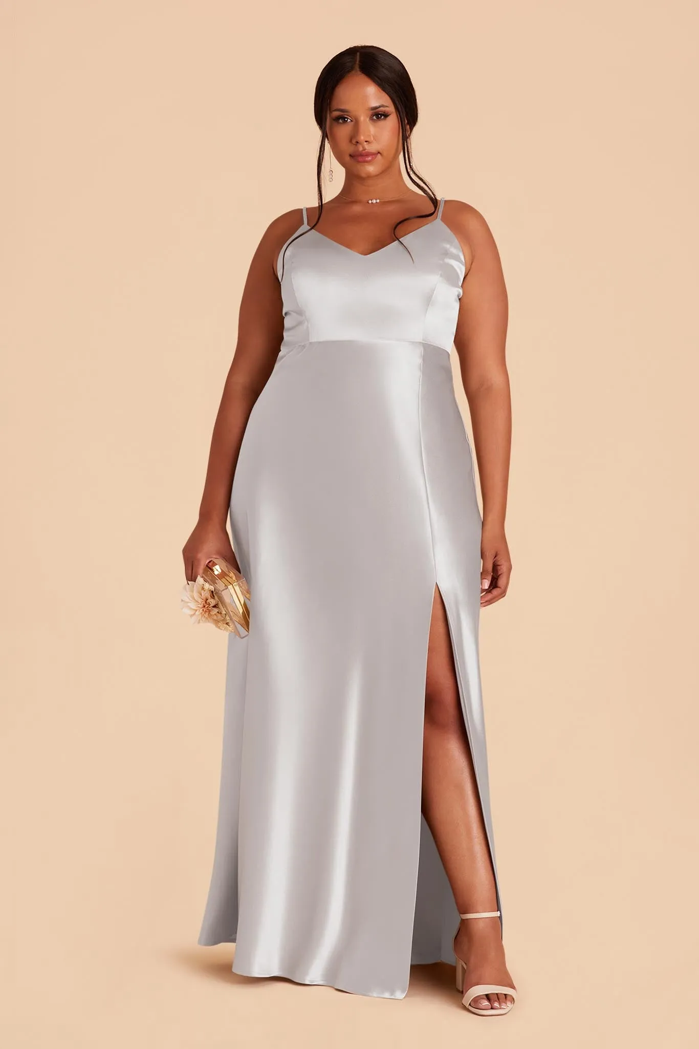 Jay Shiny Satin Dress - Platinum sold by Birdy Grey product image thumbnail 3