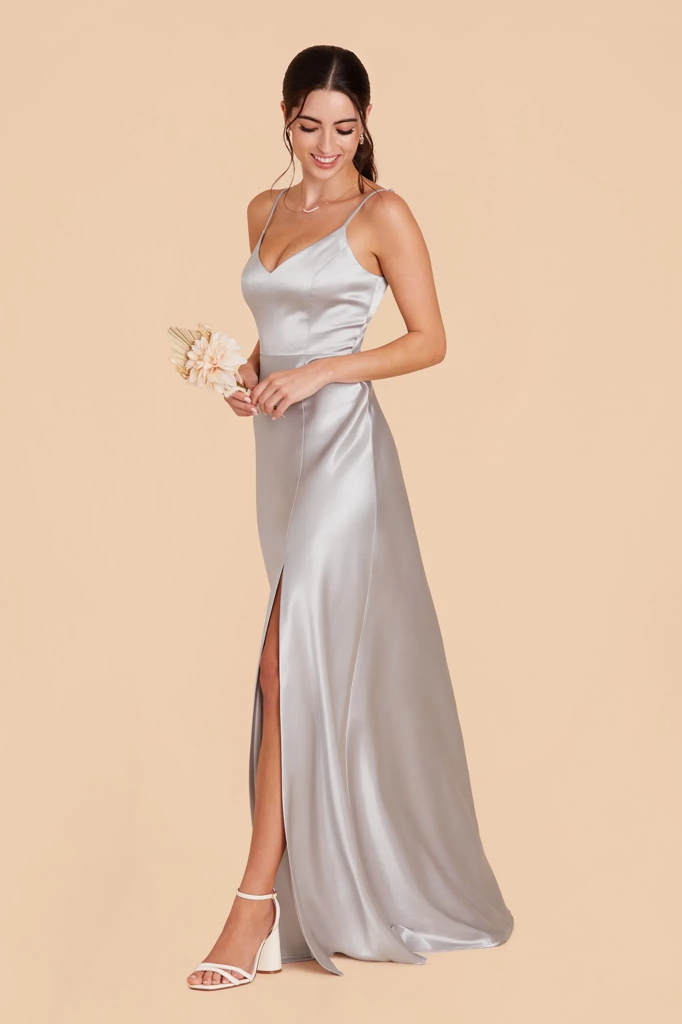 Jay Shiny Satin Dress - Platinum sold by Birdy Grey product image thumbnail 5