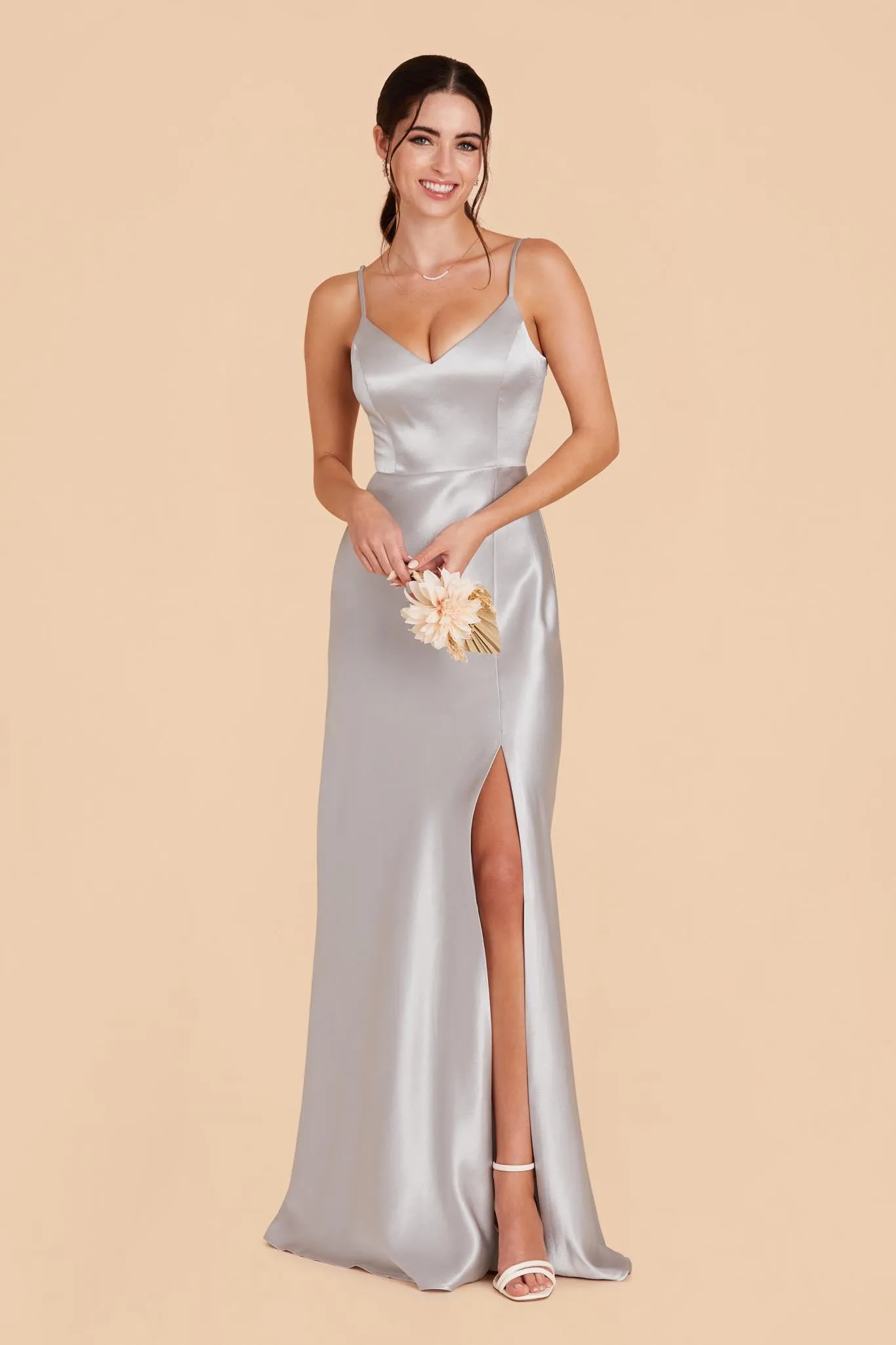 Jay Shiny Satin Dress - Platinum sold by Birdy Grey product image thumbnail 4