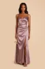 Catherine Shiny Satin Dress - Dark Mauve sold by Birdy Grey