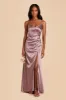 Catherine Shiny Satin Dress - Dark Mauve sold by Birdy Grey