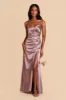 Catherine Shiny Satin Dress - Dark Mauve sold by Birdy Grey
