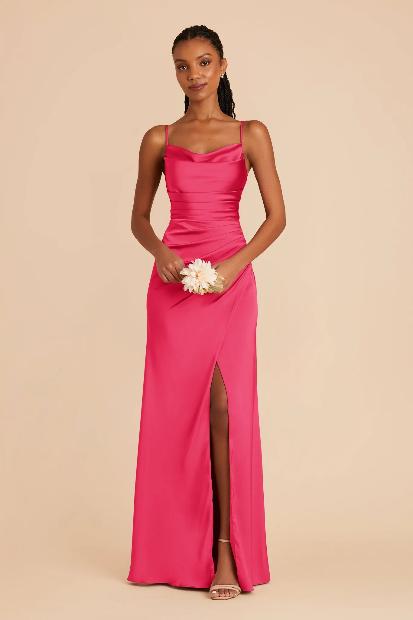 Lydia Matte Satin Dress - Fuchsia sold by Birdy Grey