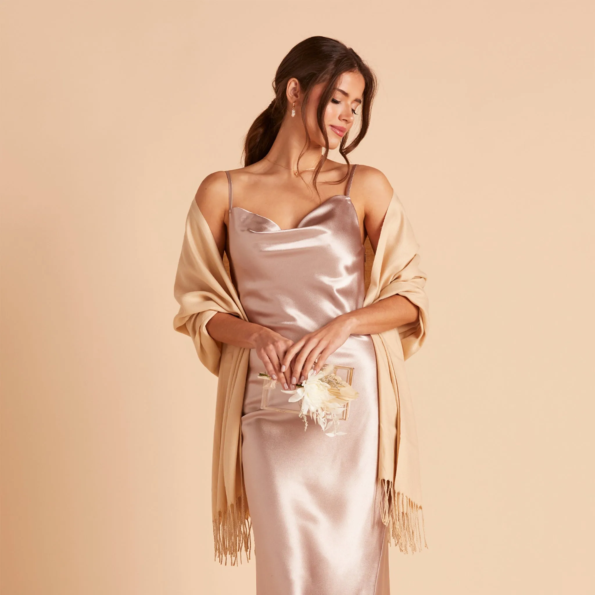 Shawl With Fringe - Beige sold by Birdy Grey product image thumbnail 4