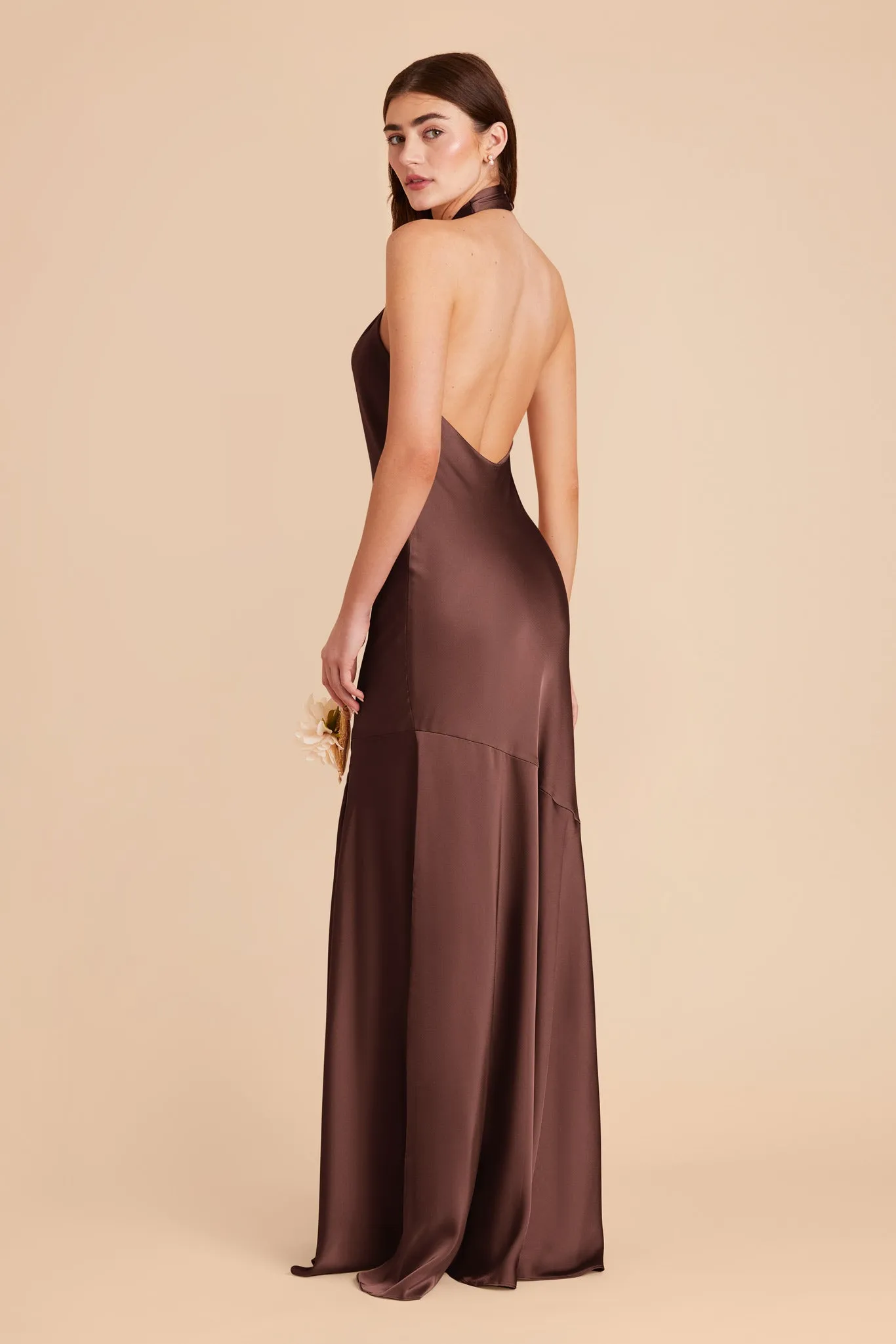 Stephanie Matte Satin Dress - Chocolate Brown sold by Birdy Grey product image thumbnail 4