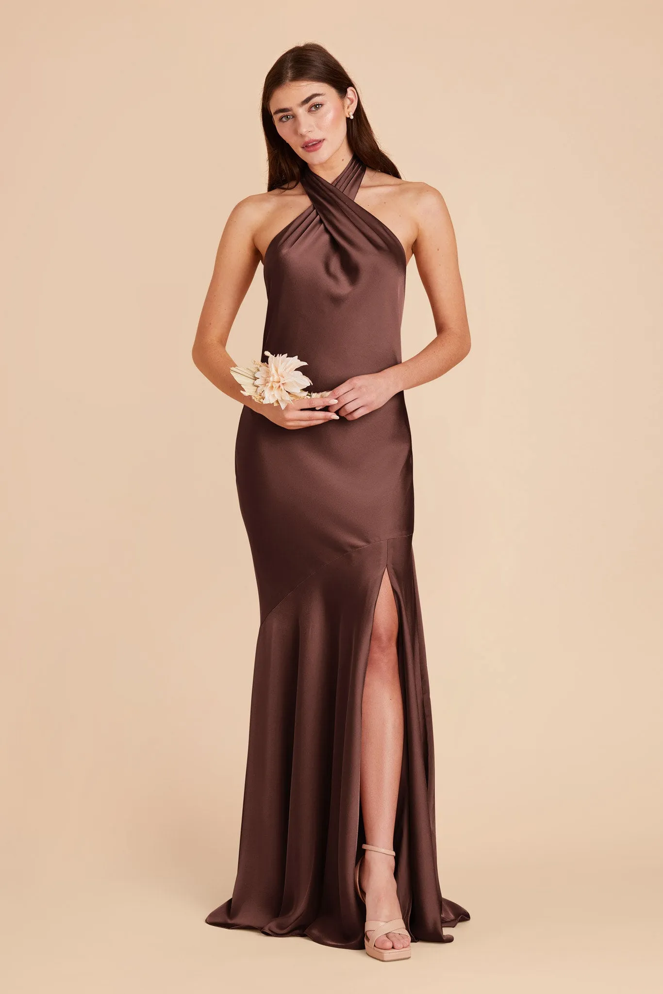 Stephanie Matte Satin Dress - Chocolate Brown sold by Birdy Grey product image thumbnail 3