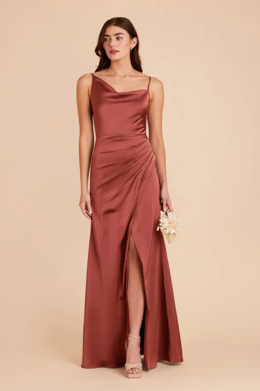 Jennifer Matte Satin Dress - Spice sold by Birdy Grey