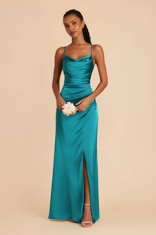 Lydia Matte Satin Dress - Teal sold by Birdy Grey