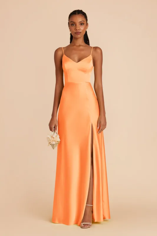 Jay Matte Satin Dress - Apricot sold by Birdy Grey
