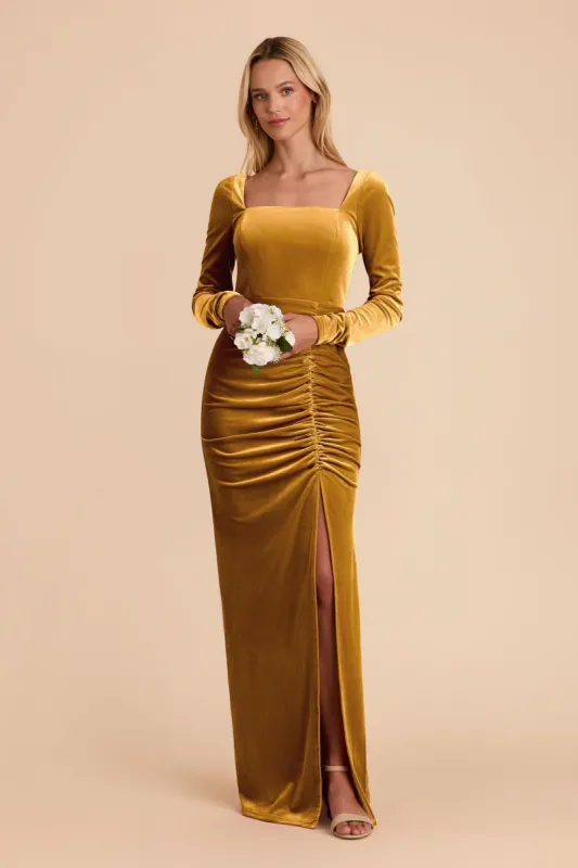 Ivy Velvet Dress - Butterscotch sold by Birdy Grey