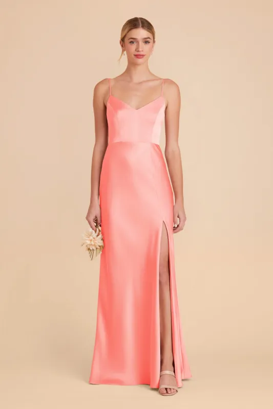 Jay Matte Satin Dress - Coral Pink sold by Birdy Grey