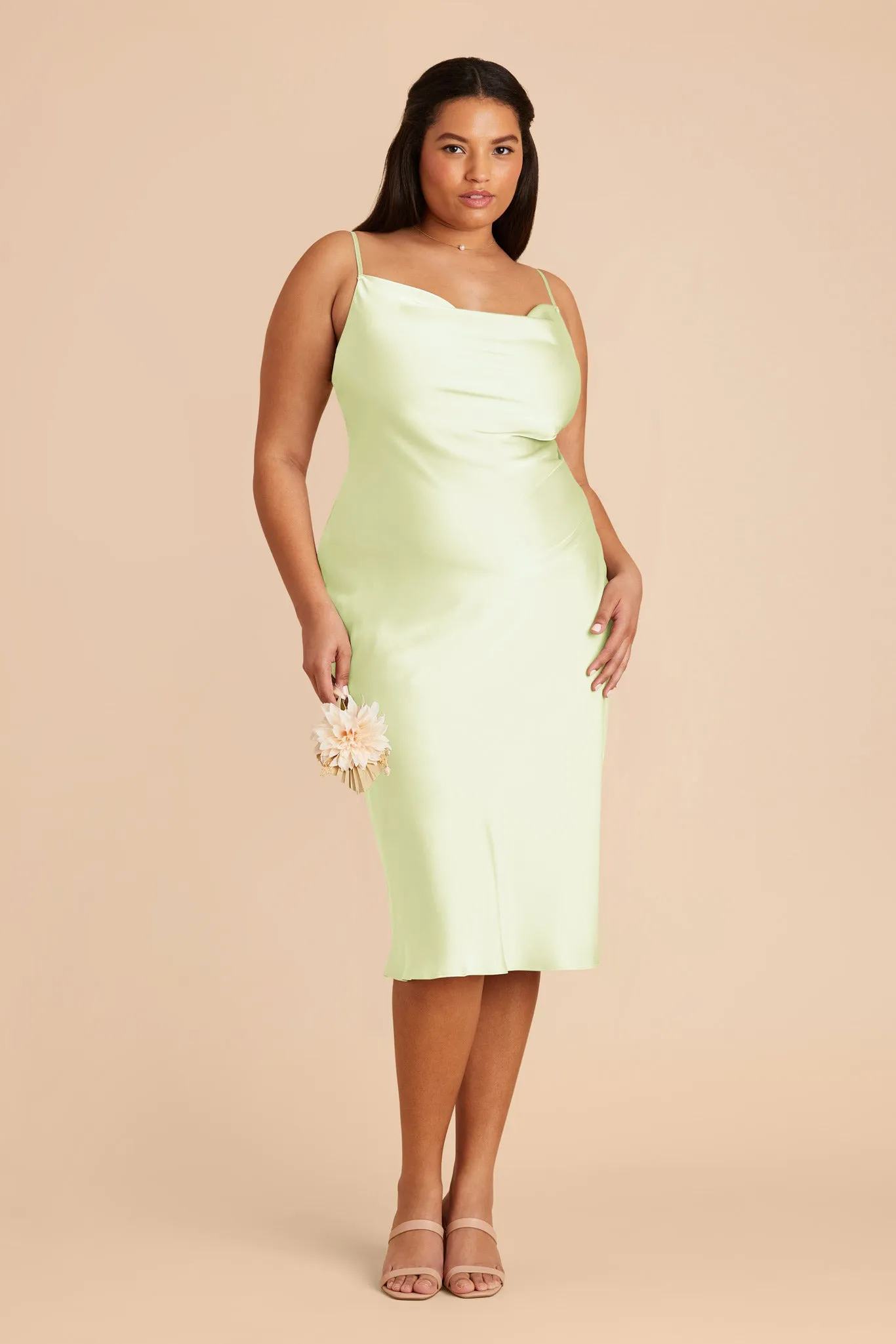 Lisa Matte Satin Midi Dress - Pale Pistachio sold by Birdy Grey