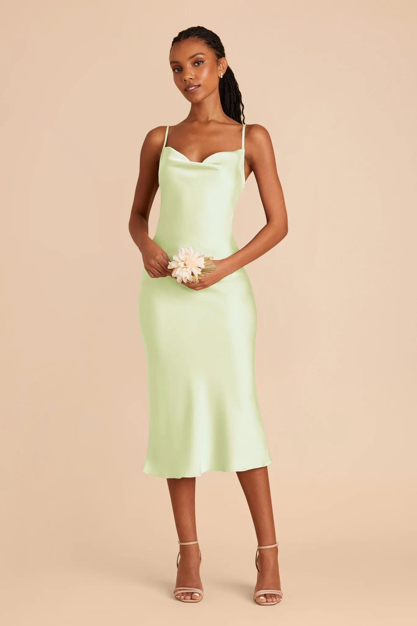 Lisa Matte Satin Midi Dress - Pale Pistachio sold by Birdy Grey product image thumbnail 3