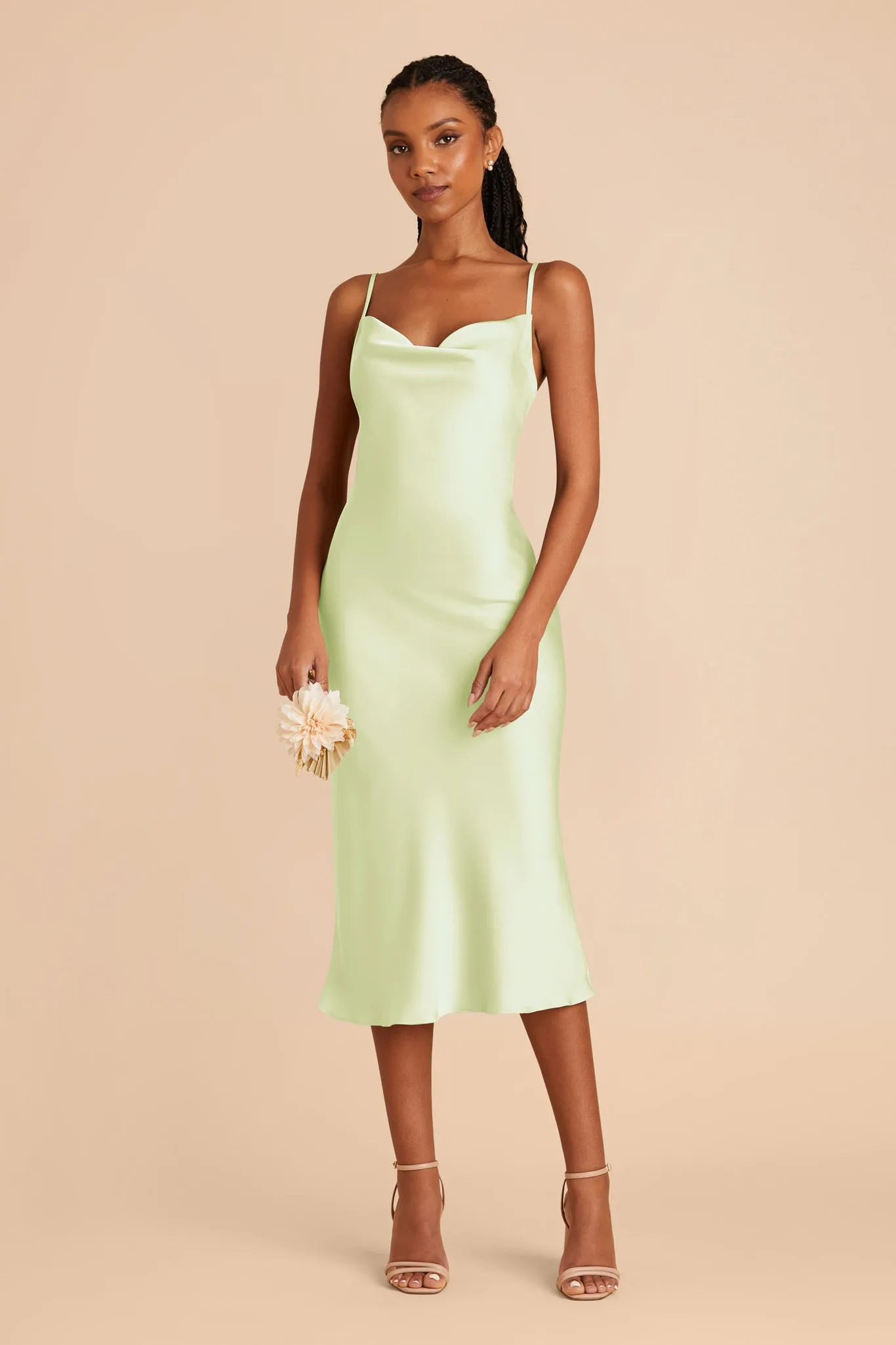Lisa Matte Satin Midi Dress - Pale Pistachio sold by Birdy Grey product image thumbnail 4