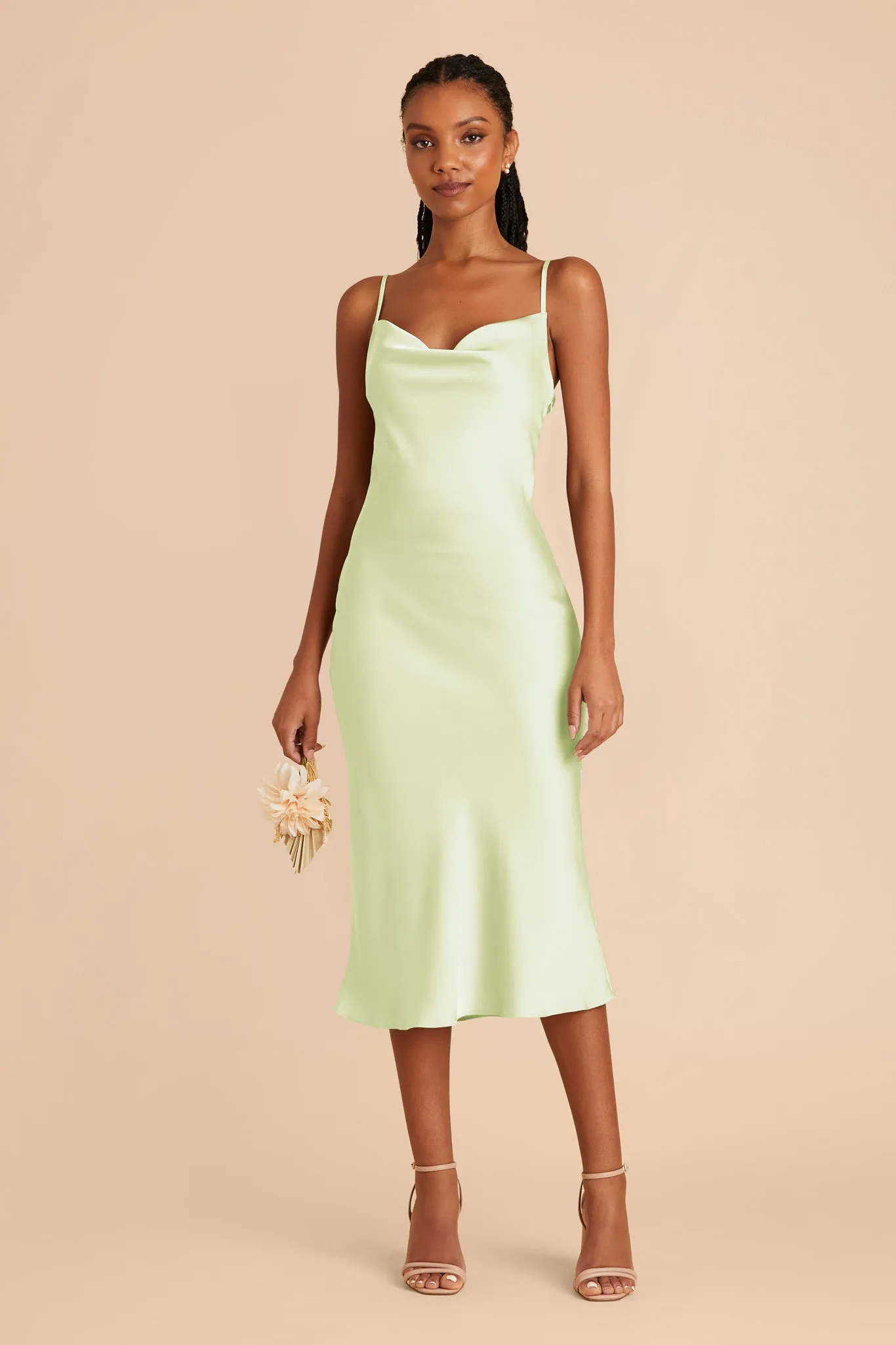 Lisa Matte Satin Midi Dress - Pale Pistachio sold by Birdy Grey product image thumbnail 2