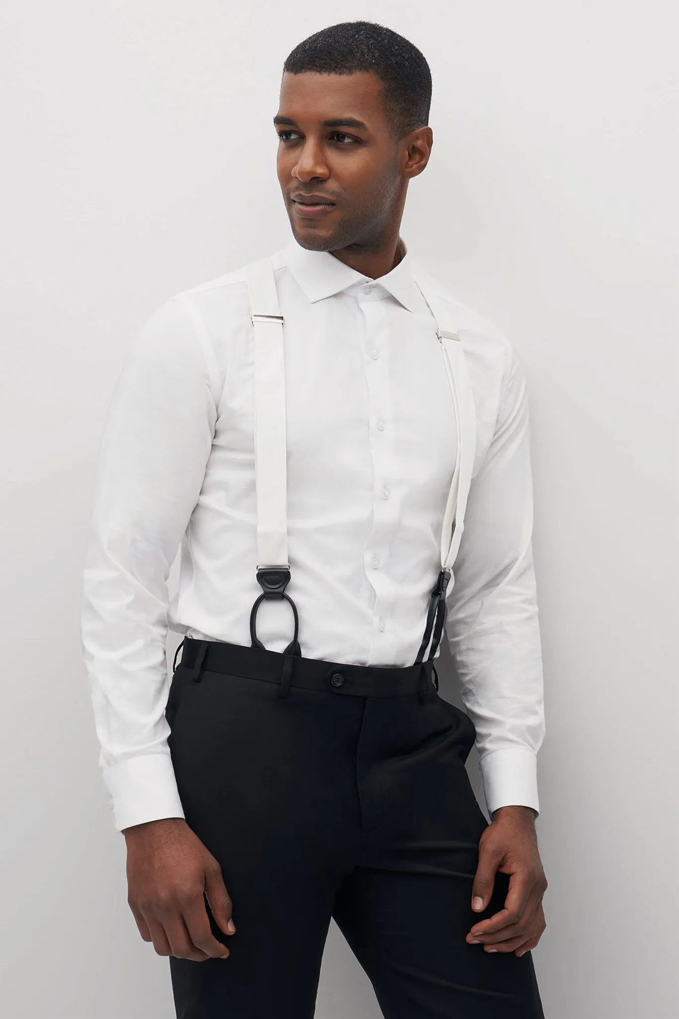 Grosgrain Suspenders By Suitshop - White sold by Birdy Grey product image thumbnail 2