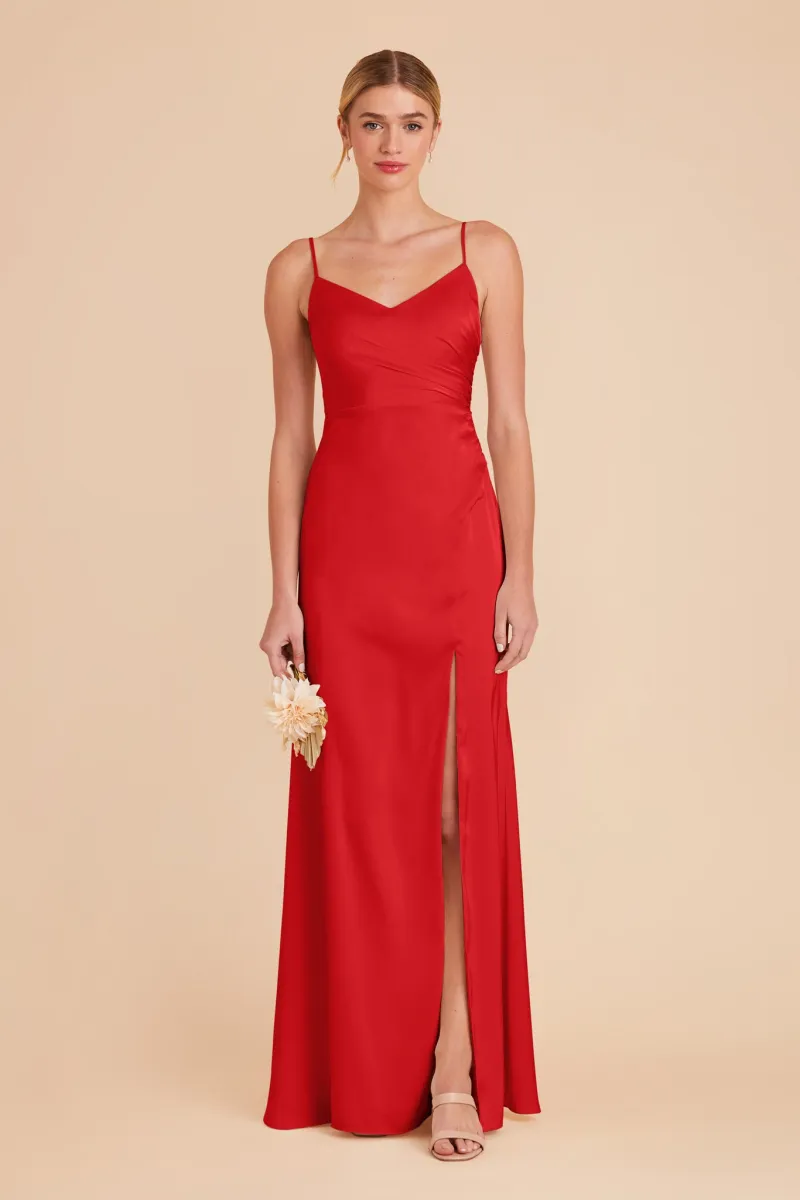 Catherine Matte Satin Dress - Ruby Red sold by Birdy Grey