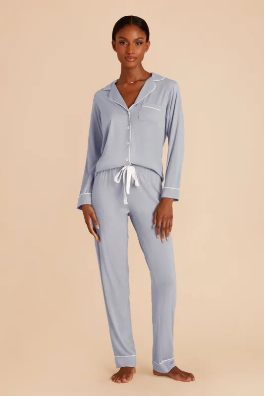 Jonny Long Sleeve Pajama and Pants Set - Dusty Blue sold by Birdy Grey