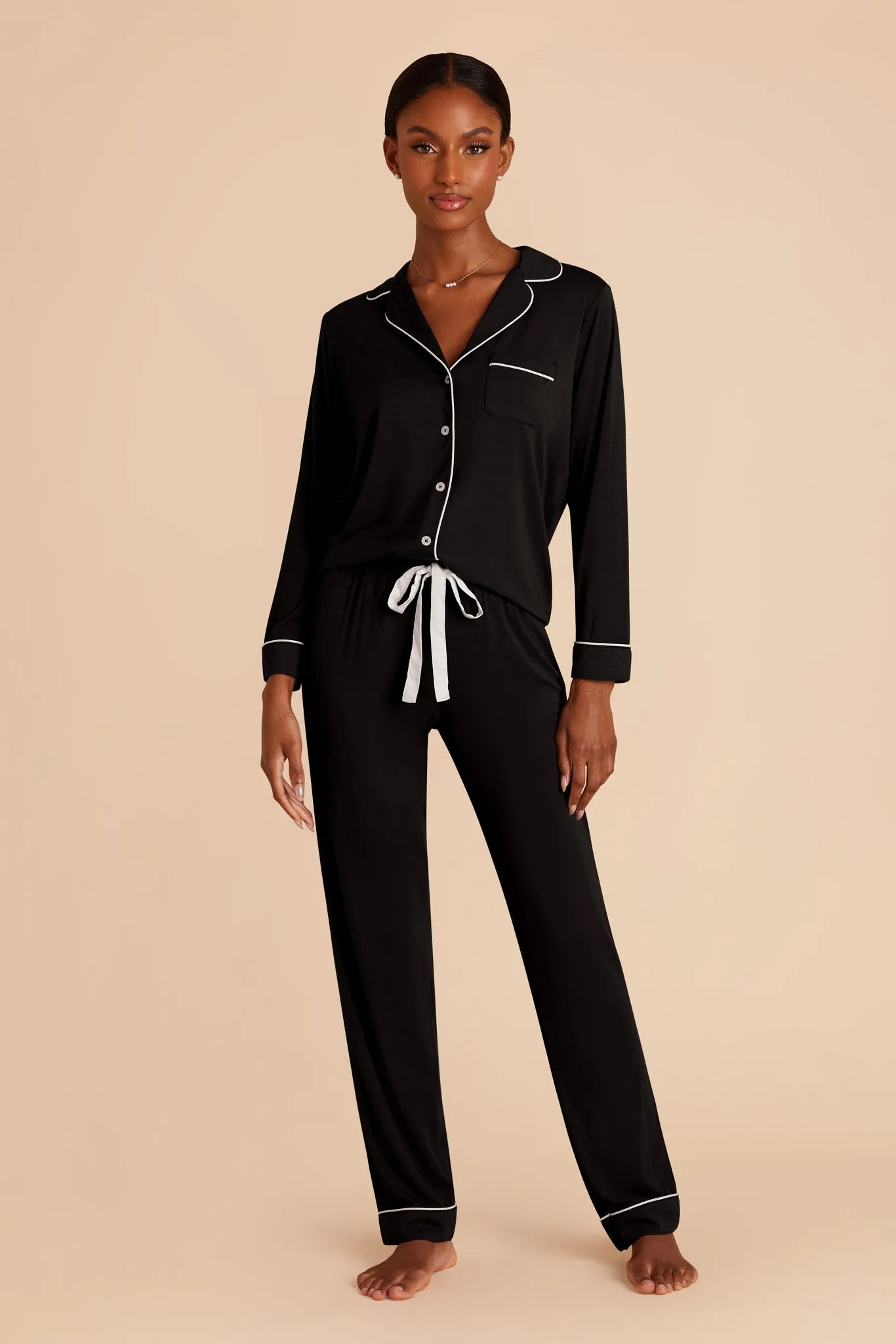 Jonny Long Sleeve Pajama and Pants Set - Black sold by Birdy Grey product image thumbnail 5