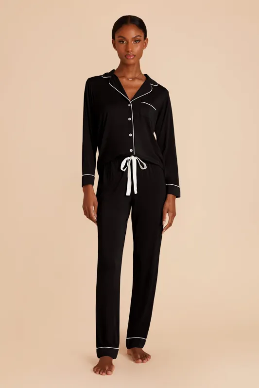 Jonny Long Sleeve Pajama and Pants Set - Black sold by Birdy Grey