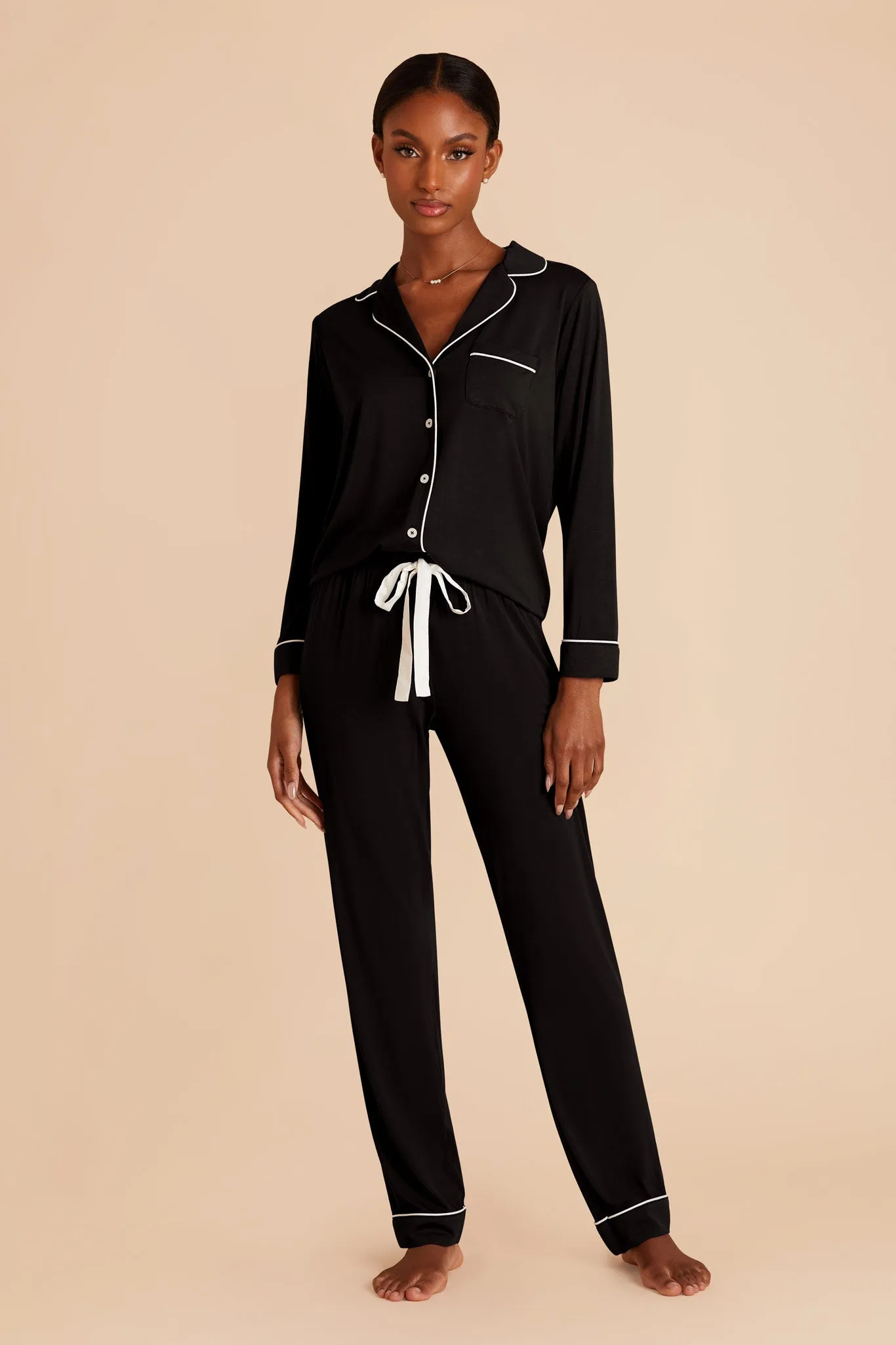 Jonny Long Sleeve Pajama and Pants Set - Black sold by Birdy Grey product image thumbnail 4