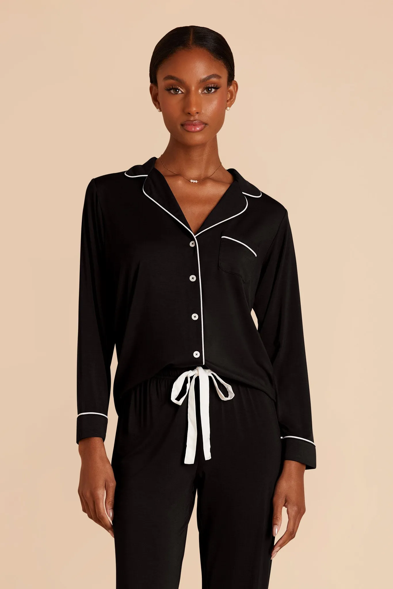 Jonny Long Sleeve Pajama and Pants Set - Black sold by Birdy Grey product image thumbnail 3
