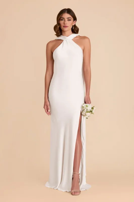 Eileen Matte Satin Dress - White sold by Birdy Grey