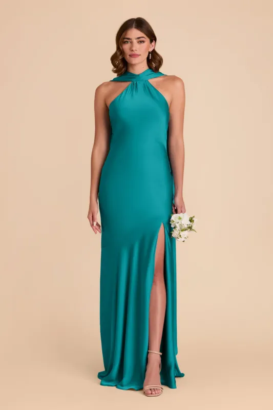 Eileen Matte Satin Dress - Teal sold by Birdy Grey