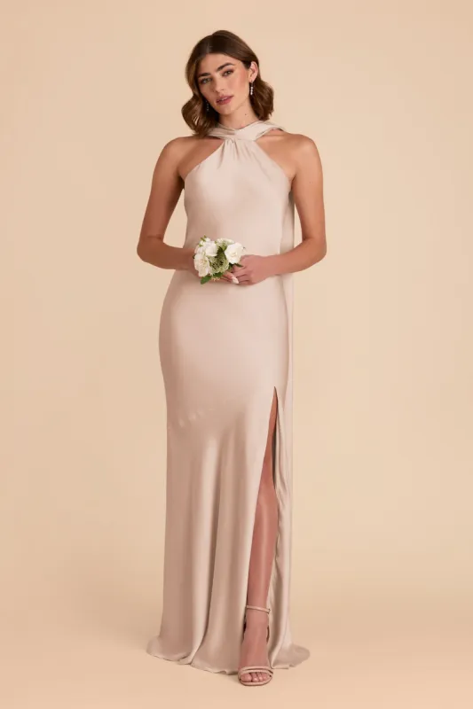 Eileen Matte Satin Dress - Taupe sold by Birdy Grey