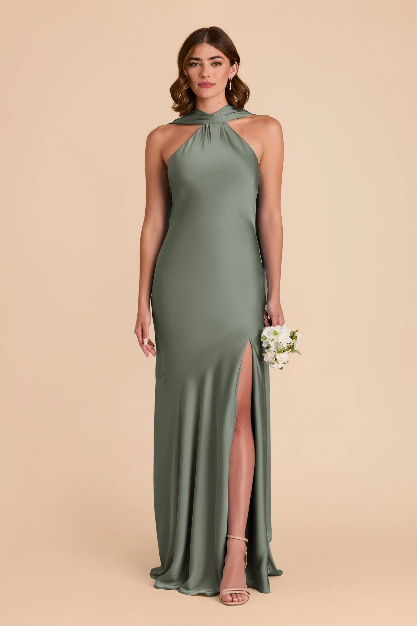 Eileen Matte Satin Dress - Sea Glass sold by Birdy Grey