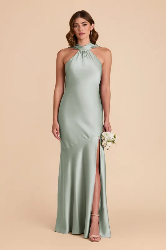 Eileen Matte Satin Dress - Sage sold by Birdy Grey