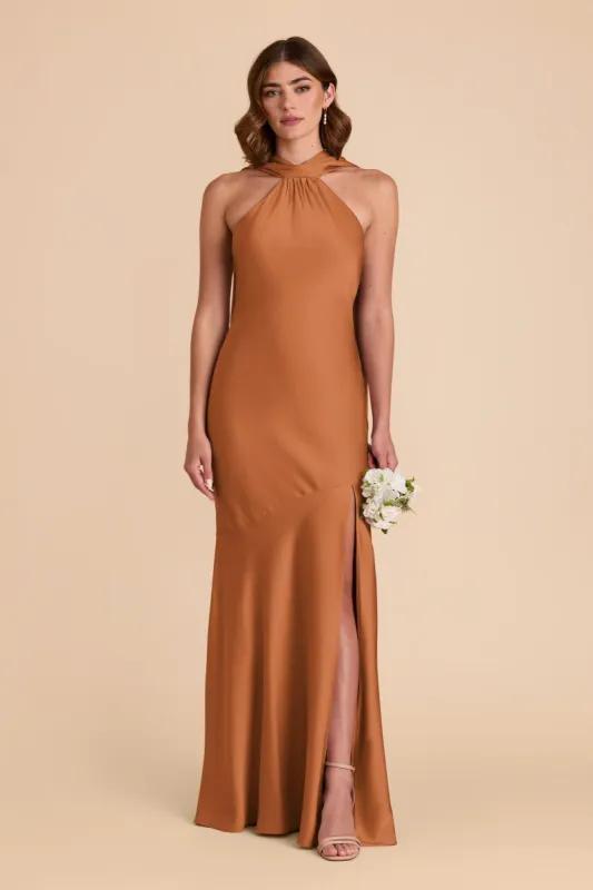 Eileen Matte Satin Dress - Rust sold by Birdy Grey
