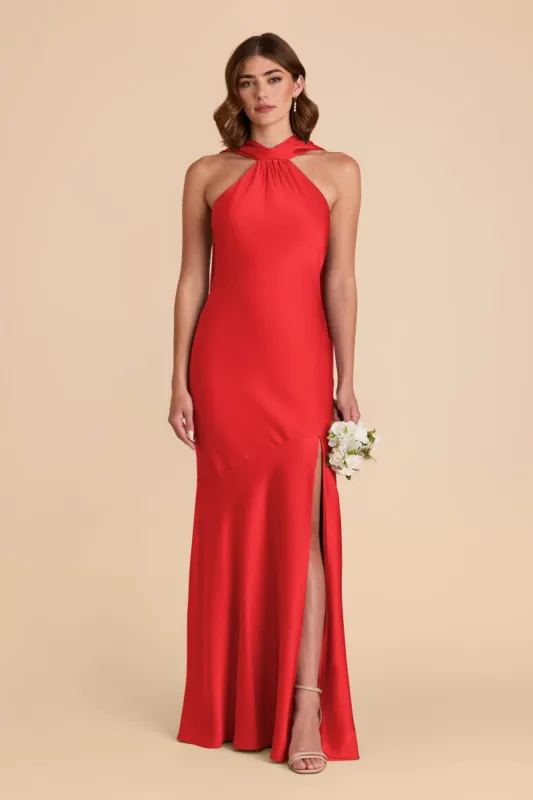 Eileen Matte Satin Dress - Ruby Red sold by Birdy Grey