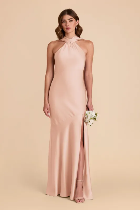 Eileen Matte Satin Dress - Rose Gold sold by Birdy Grey