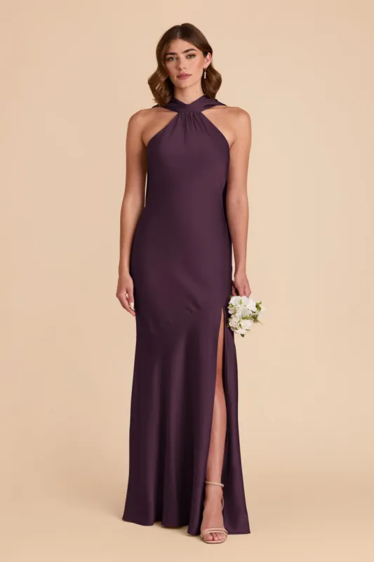 Eileen Matte Satin Dress - Plum sold by Birdy Grey