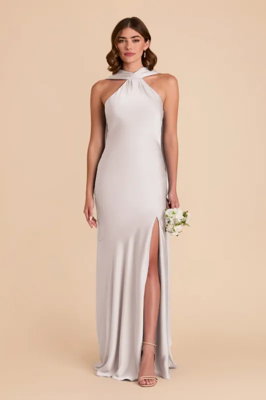 Eileen Matte Satin Dress - Platinum sold by Birdy Grey
