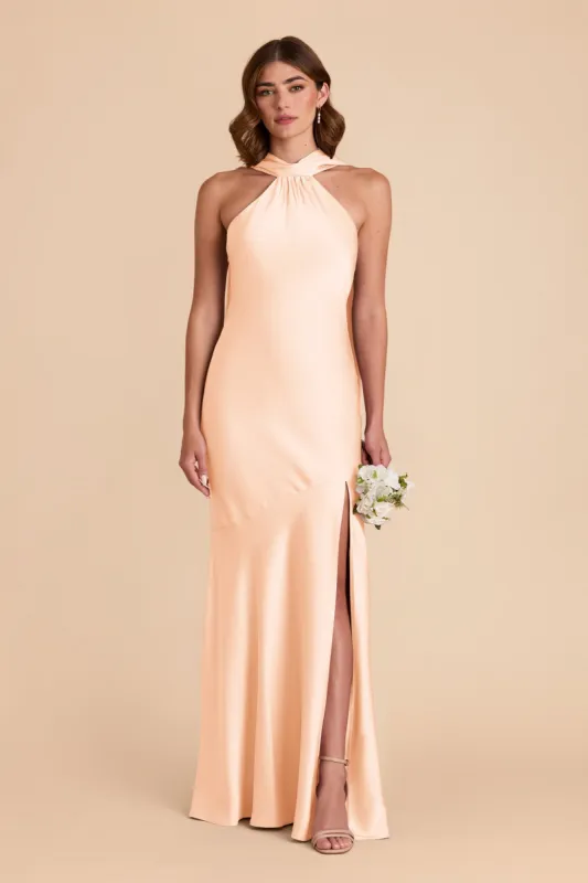 Eileen Matte Satin Dress - Peach Cream sold by Birdy Grey