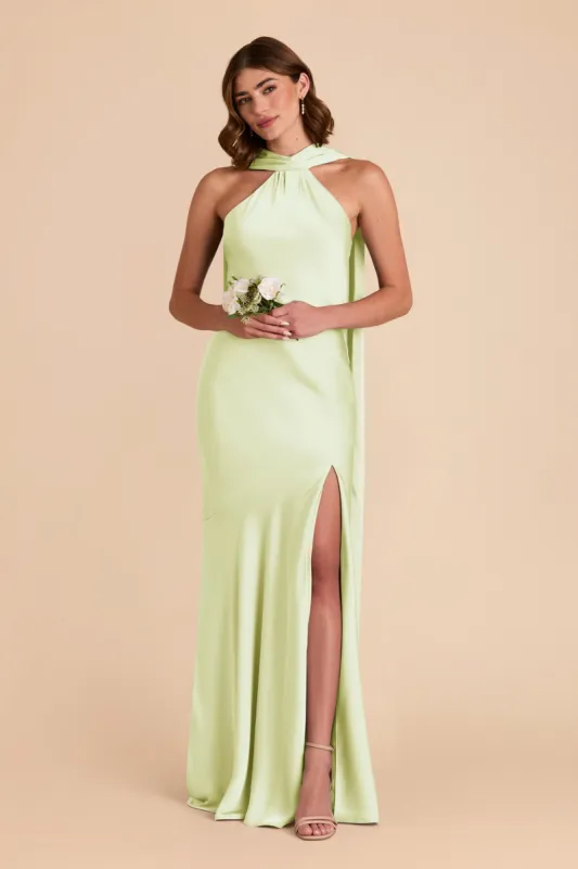 Eileen Matte Satin Dress - Pale Pistachio sold by Birdy Grey