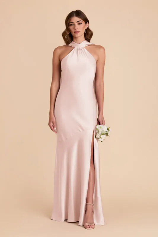 Eileen Matte Satin Dress - Pale Blush sold by Birdy Grey
