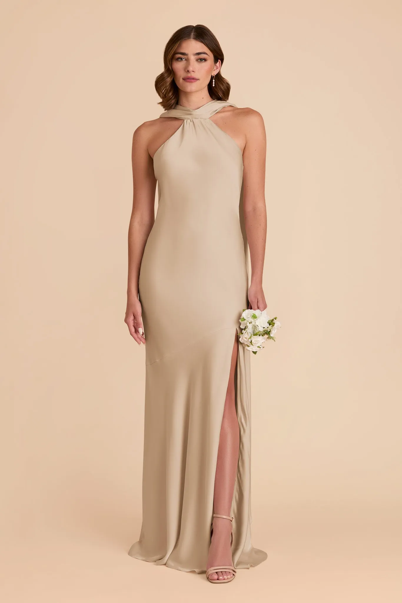 Eileen Matte Satin Dress - Neutral Champagne sold by Birdy Grey product image thumbnail 3