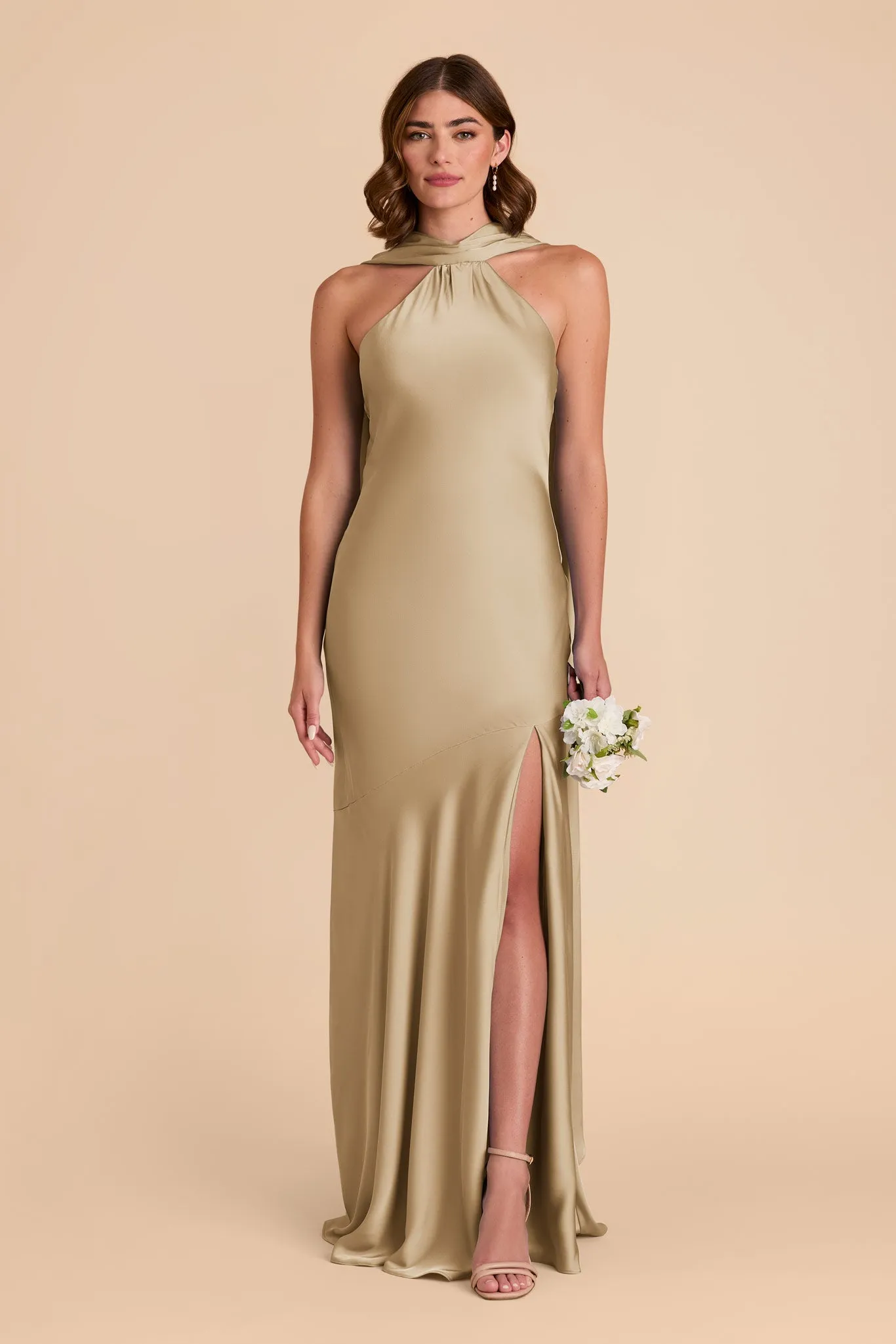 Eileen Matte Satin Dress - Moss Green sold by Birdy Grey