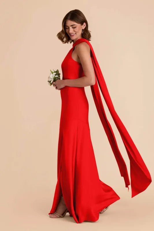 Eileen Matte Satin Dress - Lipstick Red sold by Birdy Grey