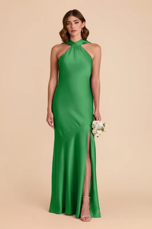 Eileen Matte Satin Dress - Kelly Green sold by Birdy Grey