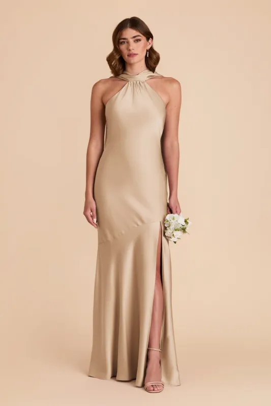 Eileen Matte Satin Dress - Gold sold by Birdy Grey