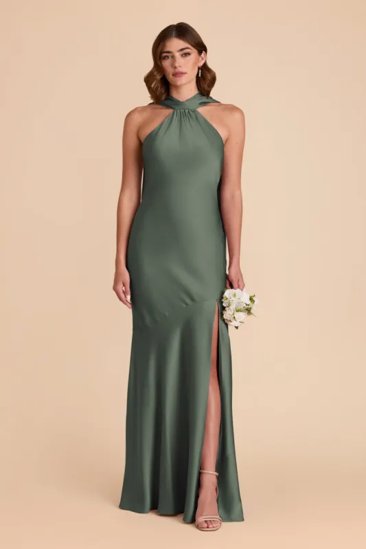 Eileen Matte Satin Dress - Eucalyptus sold by Birdy Grey