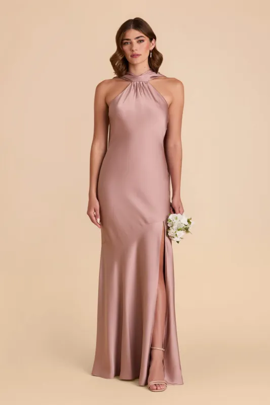 Eileen Matte Satin Dress - English Rose sold by Birdy Grey