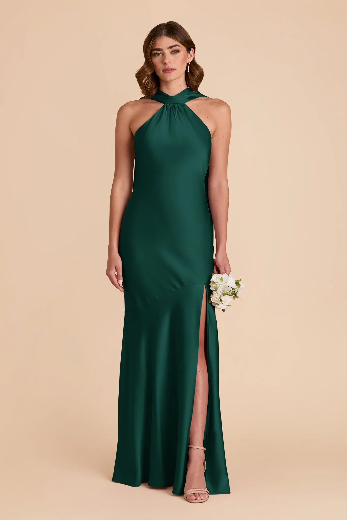 Eileen Matte Satin Dress - Emerald sold by Birdy Grey