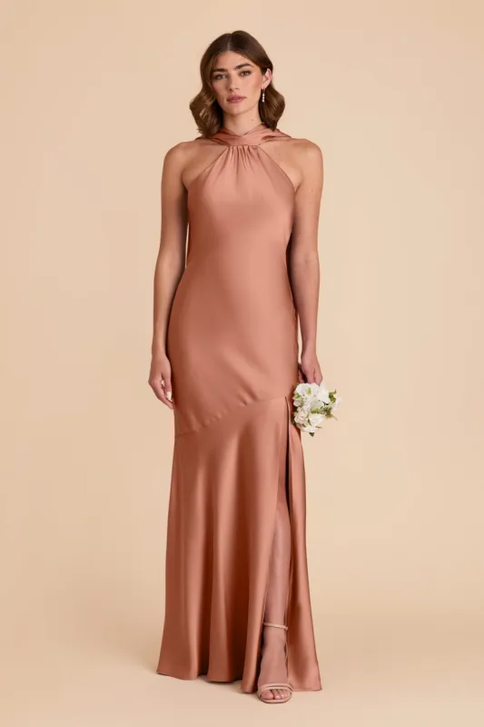 Eileen Matte Satin Dress - Desert Rose sold by Birdy Grey