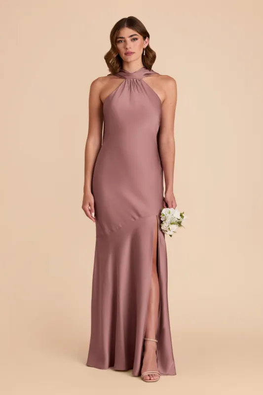 Eileen Matte Satin Dress - Dark Mauve sold by Birdy Grey