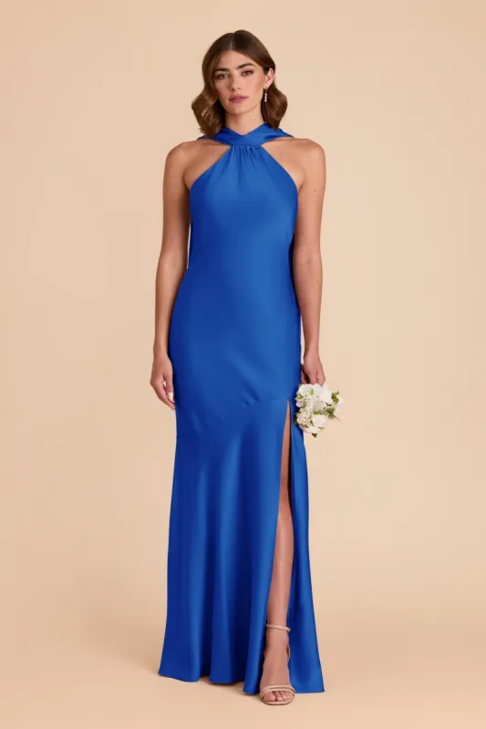 Eileen Matte Satin Dress - Cobalt Blue sold by Birdy Grey